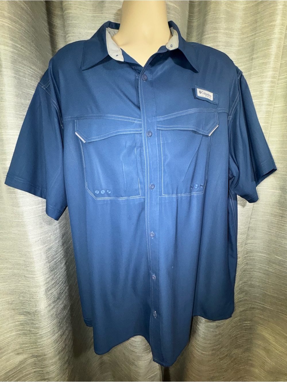 Columbia PFG Omni-Shade Men's Short-Sleeve Blue Fishing Outdoor Shirt XL